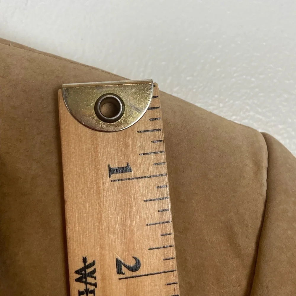 New York & Company Suede Leather Blazer Jacket 10‎ Tan Front Pockets Y2K Preppy